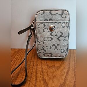 Coach silver metallic pouch